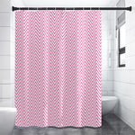 White And Pink Zigzag Pattern Print Premium Shower Curtain