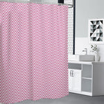 White And Pink Zigzag Pattern Print Premium Shower Curtain