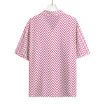 White And Pink Zigzag Pattern Print Rayon Hawaiian Shirt