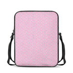 White And Pink Zigzag Pattern Print Rectangular Crossbody Bag