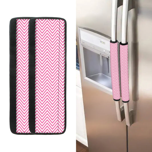 White And Pink Zigzag Pattern Print Refrigerator Handle Covers
