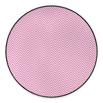 White And Pink Zigzag Pattern Print Round Floor Mat