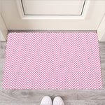 White And Pink Zigzag Pattern Print Rubber Doormat