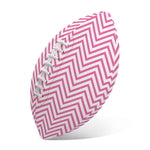 White And Pink Zigzag Pattern Print Rugby Ball