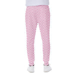 White And Pink Zigzag Pattern Print Scuba Joggers