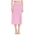 White And Pink Zigzag Pattern Print Side Slit Midi Skirt