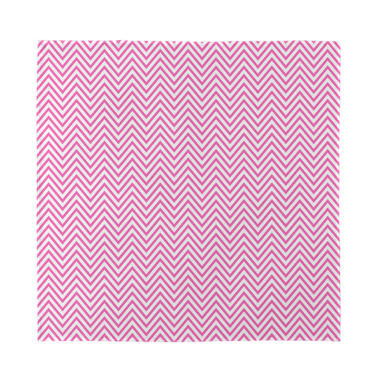 White And Pink Zigzag Pattern Print Silk Bandana