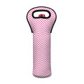 White And Pink Zigzag Pattern Print Single Neoprene Wine Tote