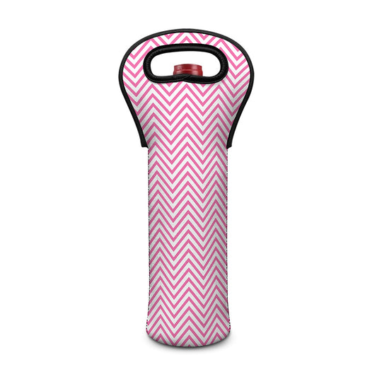 White And Pink Zigzag Pattern Print Single Neoprene Wine Tote