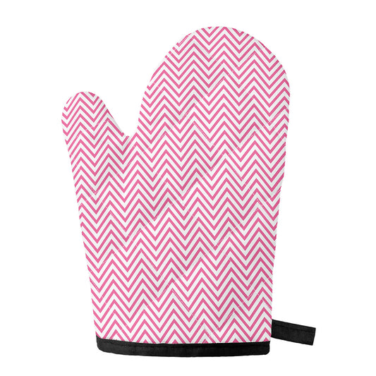 White And Pink Zigzag Pattern Print Single Oven Mitt