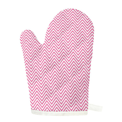 White And Pink Zigzag Pattern Print Single Oven Mitt