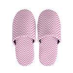 White And Pink Zigzag Pattern Print Slippers