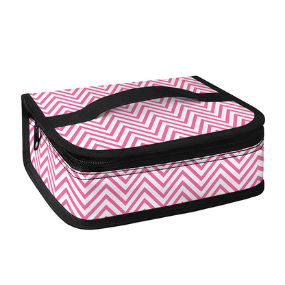 White And Pink Zigzag Pattern Print Small Lunch Bag