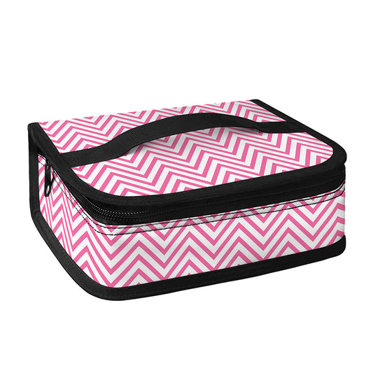 White And Pink Zigzag Pattern Print Small Lunch Bag