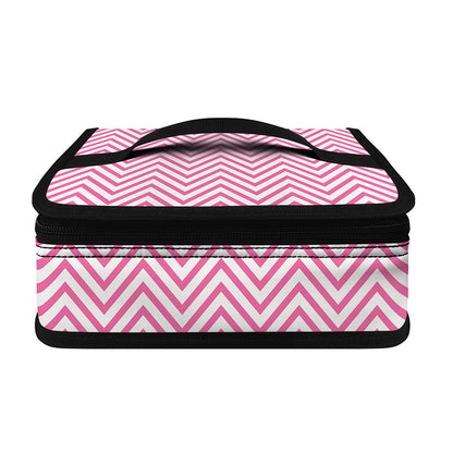 White And Pink Zigzag Pattern Print Small Lunch Bag