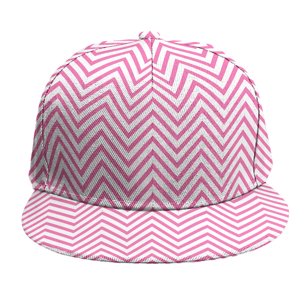 White And Pink Zigzag Pattern Print Snapback Cap