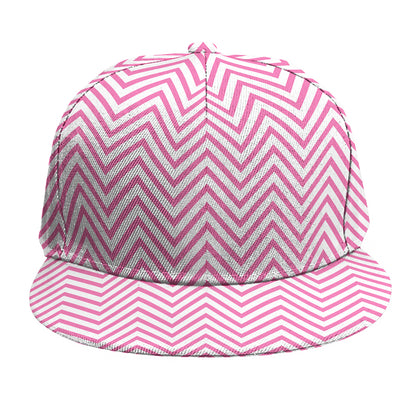 White And Pink Zigzag Pattern Print Snapback Cap