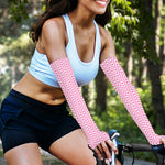 White And Pink Zigzag Pattern Print Sun Protection Arm Sleeves