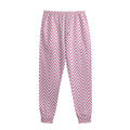 White And Pink Zigzag Pattern Print Sweatpants