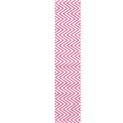 White And Pink Zigzag Pattern Print Table Runner