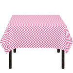 White And Pink Zigzag Pattern Print Tablecloth