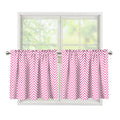 White And Pink Zigzag Pattern Print Tier Curtains