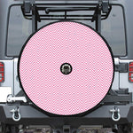White And Pink Zigzag Pattern Print Tire Cover With Camera Hole