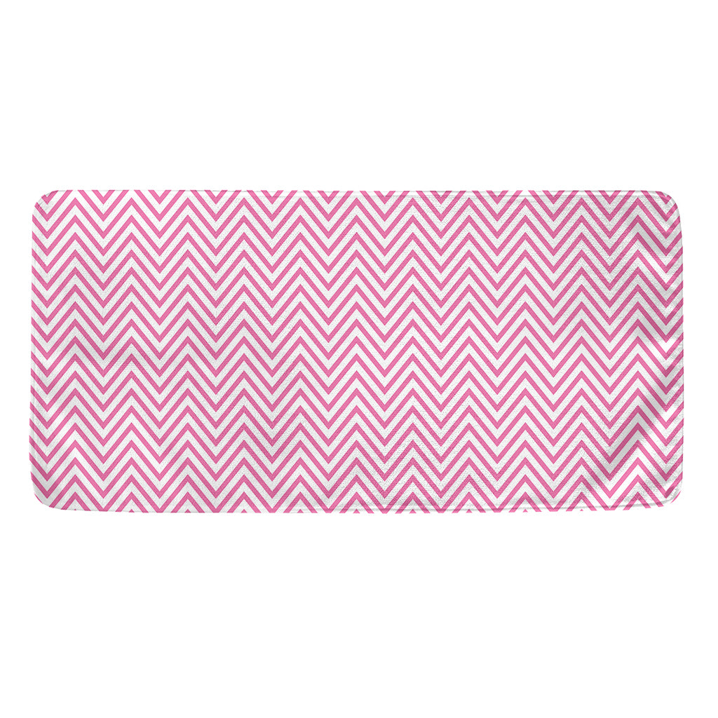 White And Pink Zigzag Pattern Print Towel