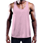 White And Pink Zigzag Pattern Print Training Tank Top