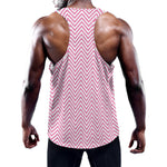 White And Pink Zigzag Pattern Print Training Tank Top