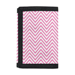 White And Pink Zigzag Pattern Print Trifold Wallet