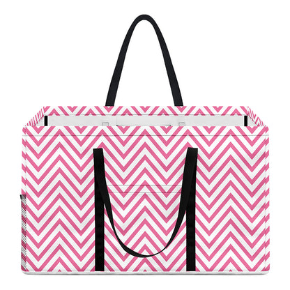 White And Pink Zigzag Pattern Print Utility Tote Bag