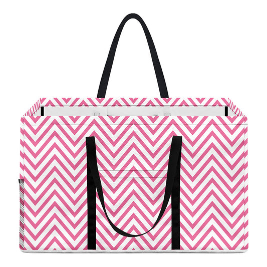 White And Pink Zigzag Pattern Print Utility Tote Bag