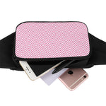 White And Pink Zigzag Pattern Print Waist Bag