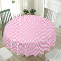 White And Pink Zigzag Pattern Print Waterproof Round Tablecloth