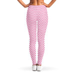 White And Pink Zigzag Pattern Print Women's Leggings