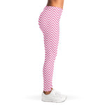 White And Pink Zigzag Pattern Print Women's Leggings