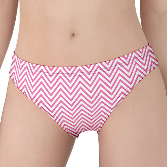 White And Pink Zigzag Pattern Print Women's Panties