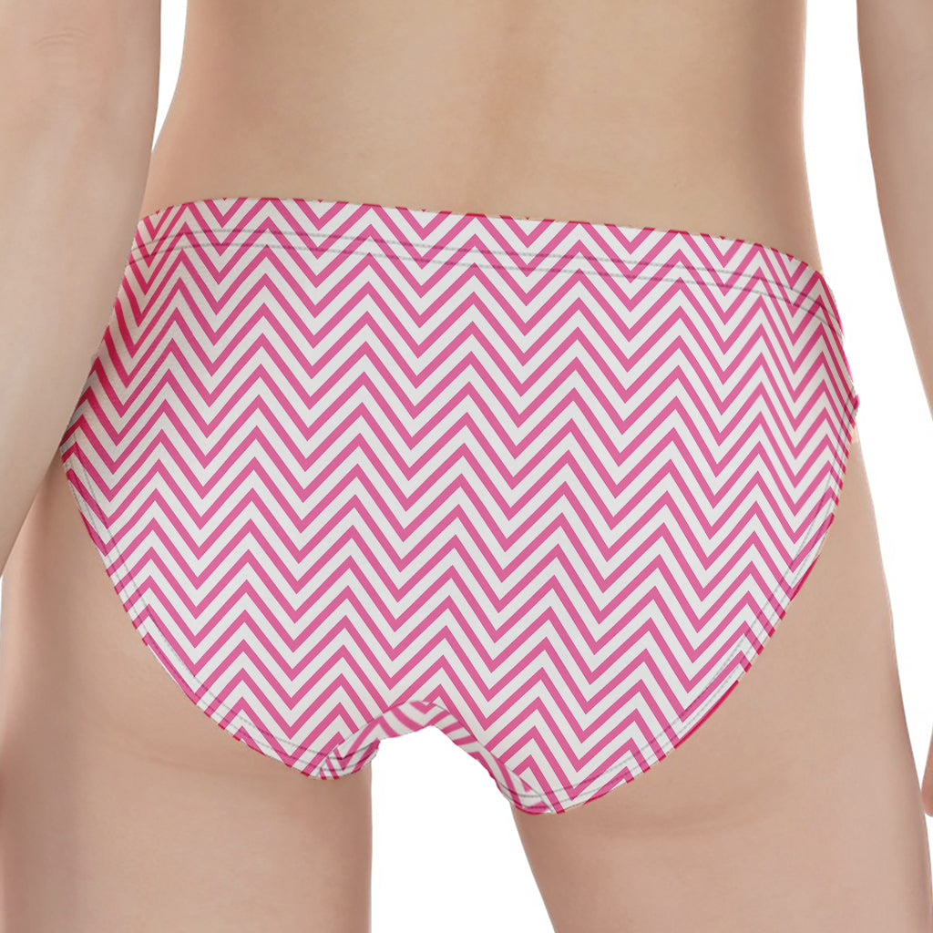 White And Pink Zigzag Pattern Print Women's Panties