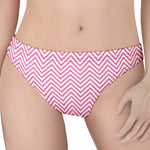 White And Pink Zigzag Pattern Print Women's Thong