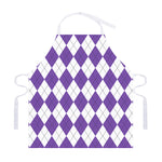 White And Purple Argyle Pattern Print Adjustable Apron