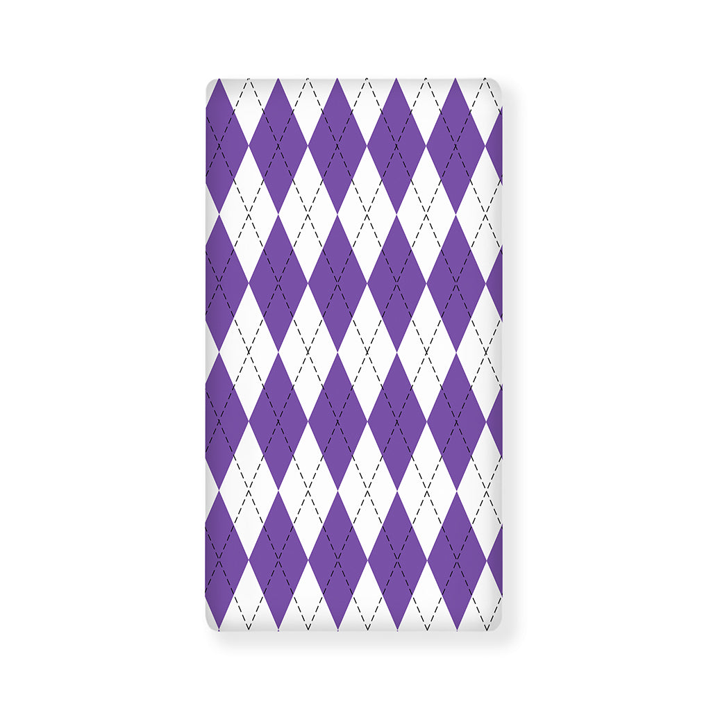 White And Purple Argyle Pattern Print Baby Crib Sheet