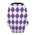White And Purple Argyle Pattern Print Baby Seat Cover