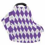 White And Purple Argyle Pattern Print Baby Seat Cover