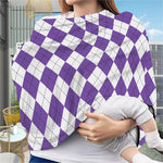 White And Purple Argyle Pattern Print Baby Seat Cover