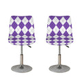 White And Purple Argyle Pattern Print Bar Stool Covers