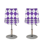 White And Purple Argyle Pattern Print Bar Stool Covers