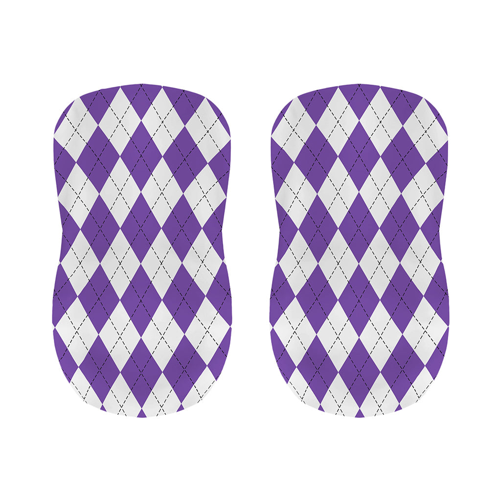 White And Purple Argyle Pattern Print Bar Stool Covers