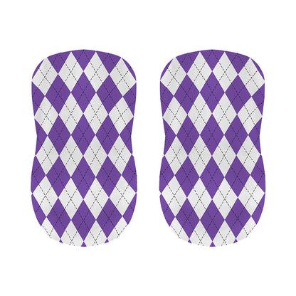White And Purple Argyle Pattern Print Bar Stool Covers
