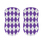 White And Purple Argyle Pattern Print Bar Stool Covers
